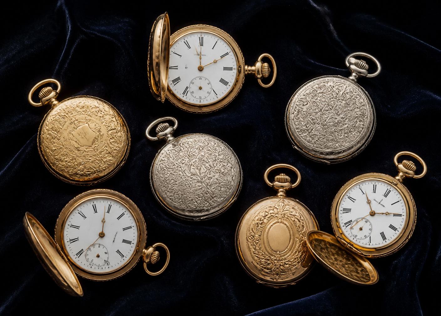 Collection de montres à gousset en or et argent